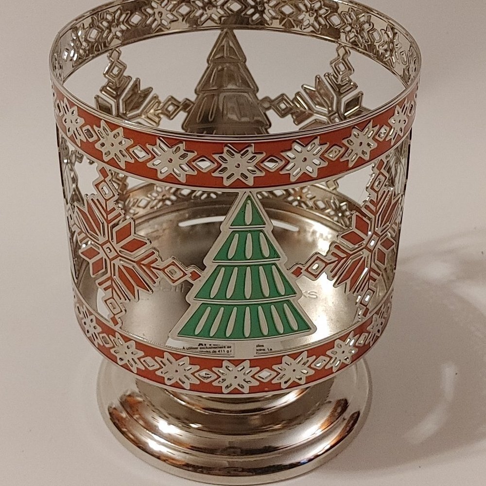 Bath & Body Works Christmas Tree Snowflake Candle Evergreen Fair Isle Pedestal